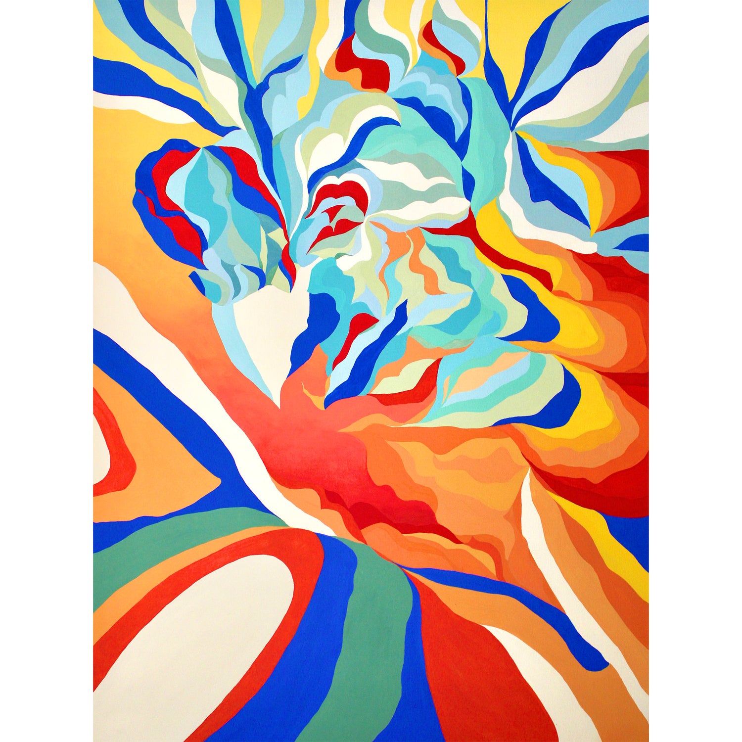 An original, large, colorful abstract phoenix symbolizing rebirth, beginning of a new era and resilience made by Nevenka Morozin.